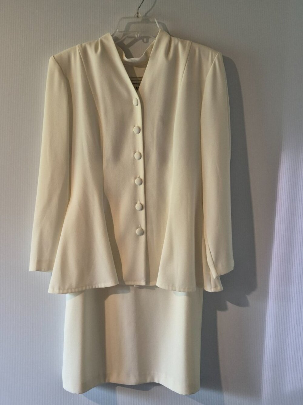 Vintage 90's Joseph Ribkoff Ivory Fit and Flare Blazer and Pencil Skirt Suit Set